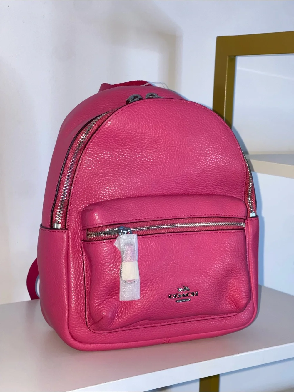 Coach Pink Mini Pebbled Backpack